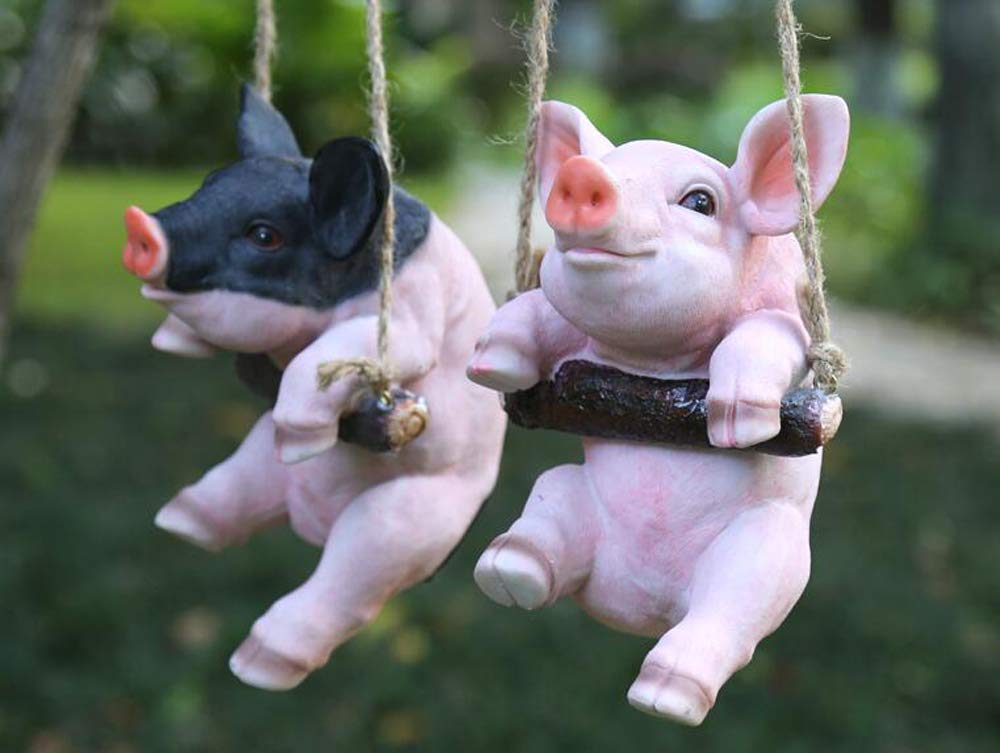 Amazon.com: Namzi Amusing Pig Swinging Statue Figurine Indoor